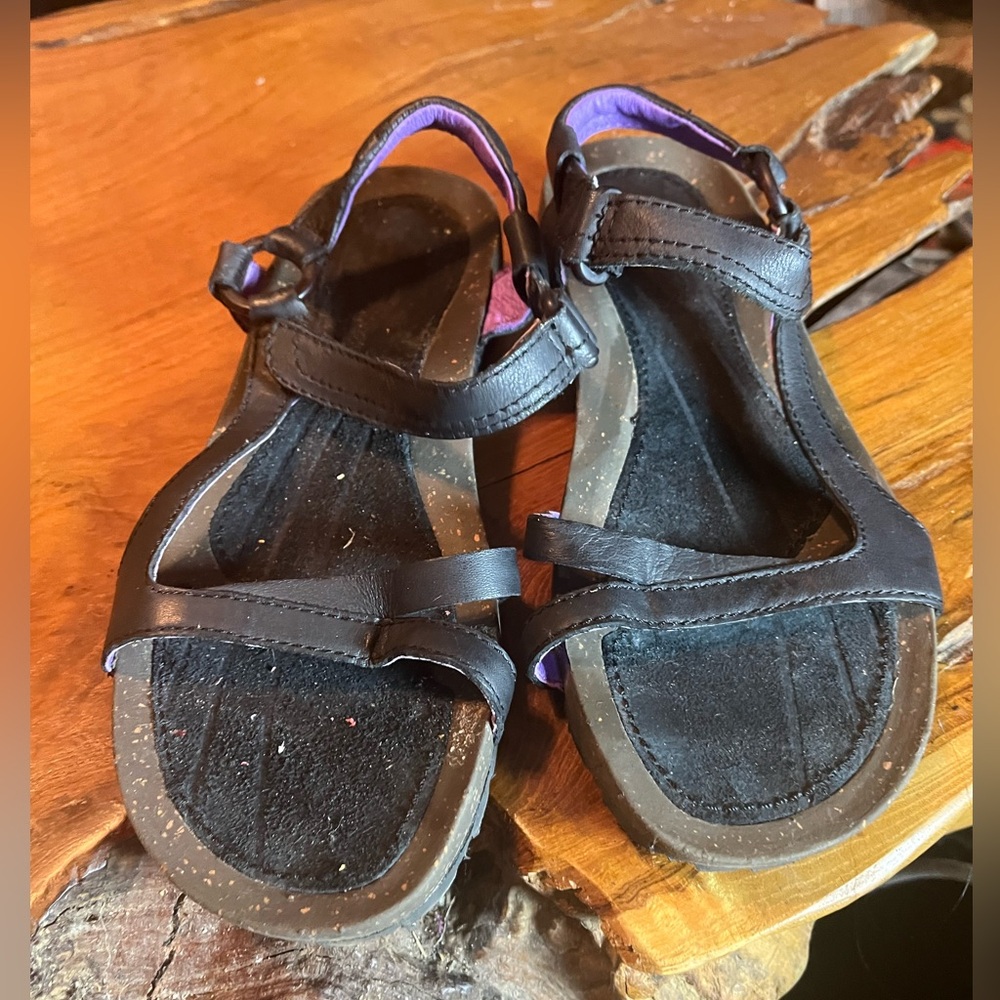 Teva Cabrillo Universal Leather Wedge Sandals Ankle Strap Cork Wedge Size 5.5